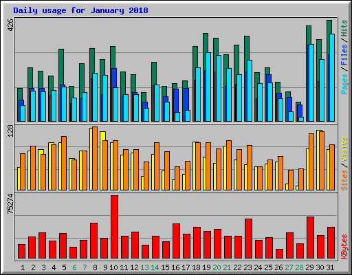 Daily usage for January 2018