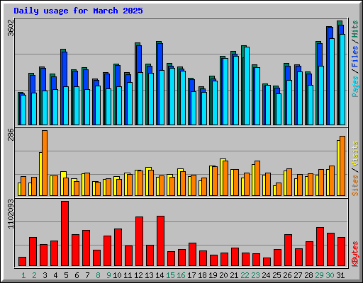 Daily usage for March 2025