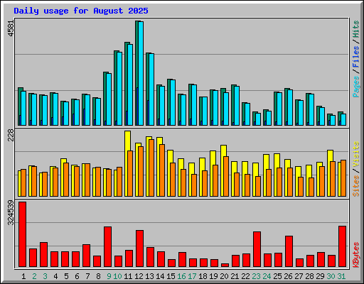 Daily usage for August 2025